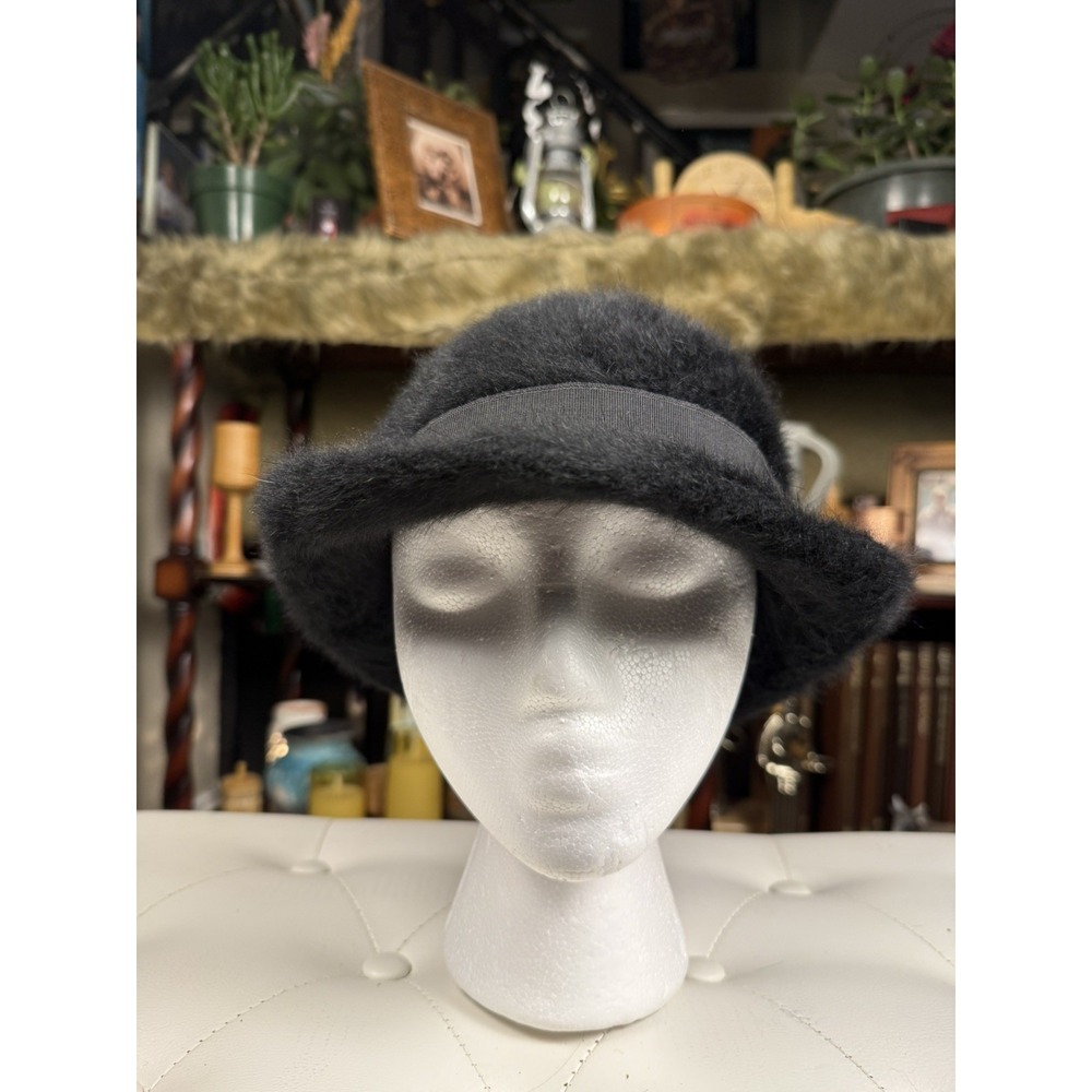 Vintage Betmar Made in France Black Angora Women's Hat-Cloche Bucket Ladies' Hat
